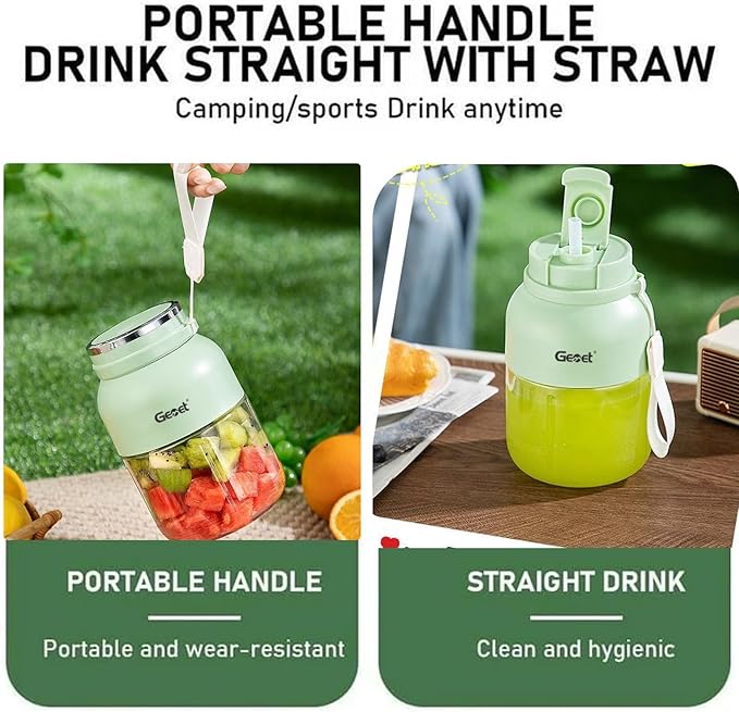 Portable Electric Citrus Juicer &amp Smoothie Blender28 Oz On-the-Go Fresh Juice Makerwith Straw &amp 2 Lids Mini Blender for Fruit Lime Squeezer