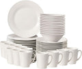 48 PC Rimmed Dinnerware Set for 12 Person | Mugs Salad and Dinner Plates and Bowls Sets Dishes with Highly Chip and Crack Resistant Dishwasher and Microwave Safe White