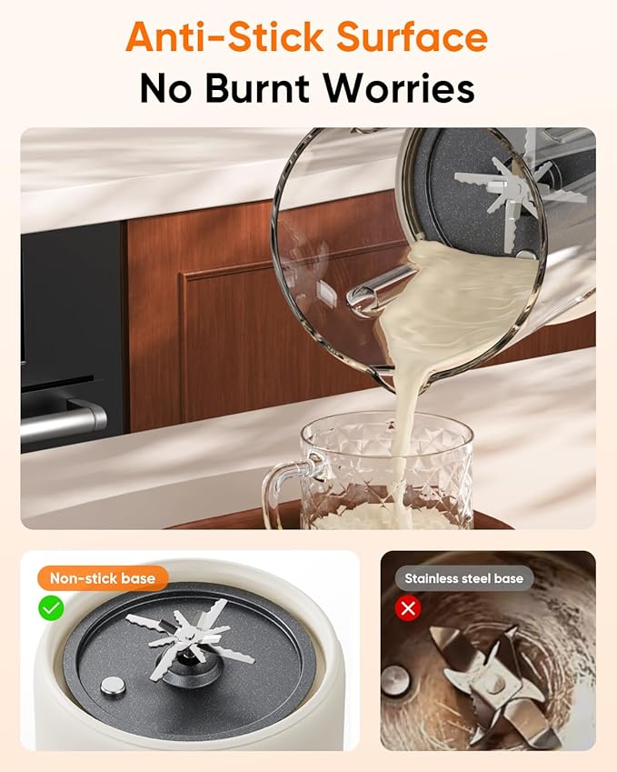 8-in-1 Automatic Nut Milk Maker Machine 34oz Heated Plant-Based Milk Machine with Auto-Clean 10-Blade System for Creamy Almond Oat Soy &amp Dairy-Free Milk 12H Timer