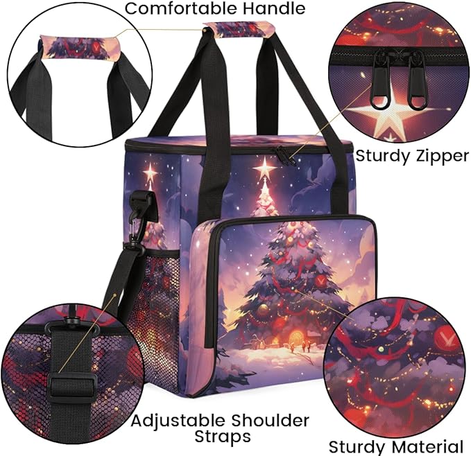 Xmas Tree Coffee Maker Carrying Bag Magical Tree Travel Storage Bag Compatible with K-Mini or K-Mini Plus Single Serve Coffee Brewer Carrying Case with Multiple Pockets &amp Shoulder Strap