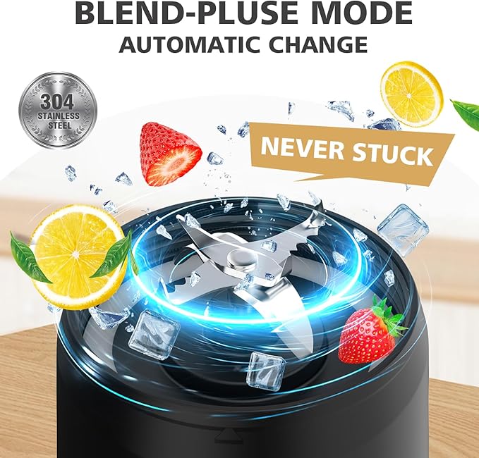 Portable Personal Blender for Smoothies Protein Shakes Frozen Drinks - 24Oz Blender Cup Bottle with Sip Spout Travel Lid USB-C Rechargeable Cordless - Mini Small Blenders for Kitchen Gym Office