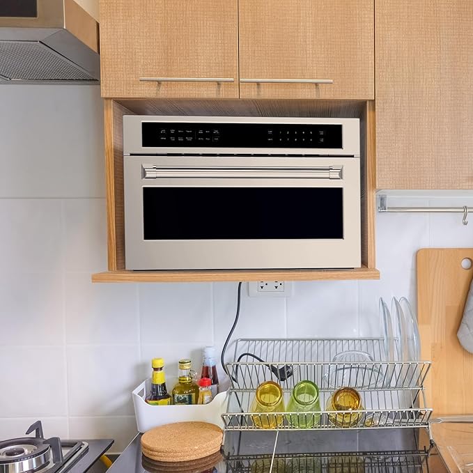 30Inch Microwave Convection Oven 1.6 Cu. Ft. Built-In Microwave Oven with Air Fryer Child Safety Lock Drop Down Door Touch Control for Versatile Cooking Solutions