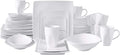 Bone China Square Shape Elegance White 51pc Dinnerware Set