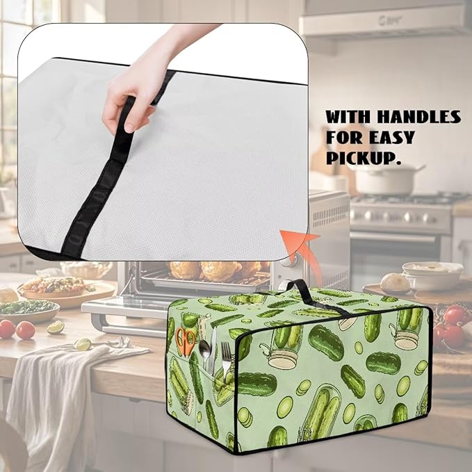 Doojoayie Cucumber Toaster Cover 4 Slice Small Appliance Dust Protector Bread Making Machine Cover Compatible with Toaster/Kitchen Appliance 18.5x14.5x 9