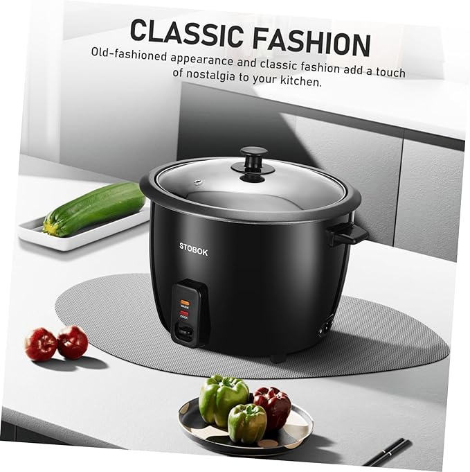 Lurrose Electric Rice Cooker with Clear Lid Portable Household Stew Pot for Rice Porridge Soup and Steamer US Plug Small Appliance for Easy One-button Cooking