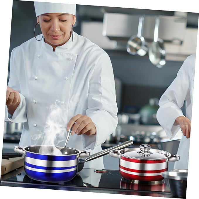 4pcs Stainless Steel Cooking Pot Set with Lids and Heat-resistant Handles Non-stick Induction Compatible Kitchen Cookware for Gas Stove and Electric Range Pots for Home and