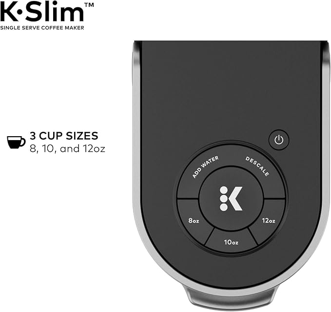 Keurig K-Slim Single Serve K-Cup Pod Coffee Maker Multistream Technology 3 Brew Sizes Slim and Sleek Design 46oz Removable Reservoir Black