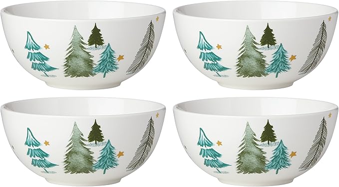 Lenox 880067 Balsam Lane 4-Piece All-Purpose Bowl Set Christmas Drinkware Holiday Hosting