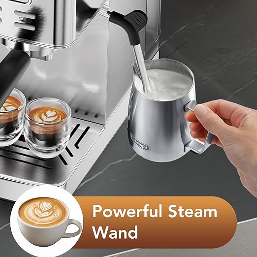 COWSAR Espresso Machine 20 Bar Compact Commercial Espresso Maker with Milk Frother Visual Pressure Gauge Coffee Machine with 47oz Removable Water Tank and Capsule Funnel for Cappuccino Latte