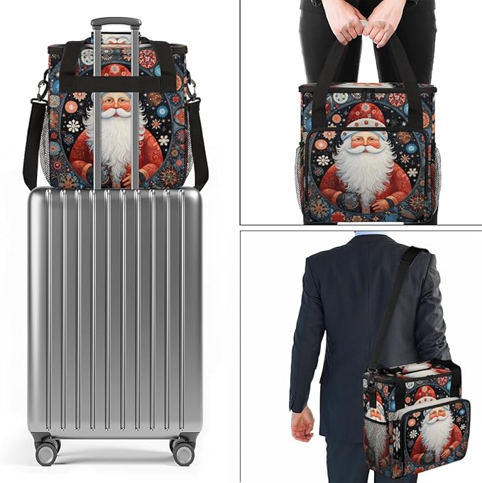 Xmas Santa Claus Coffee Maker Carrying Bag Fantastic Santa Claus Travel Storage Bag Compatible with K-Mini or K-Mini Plus Single Serve Coffee Brewer Carrying Case with Pockets &amp Shoulder Strap
