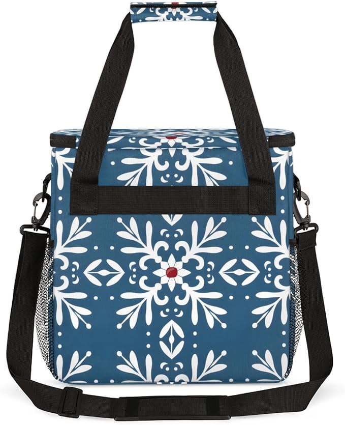 Fantastic Snowflakes Christmas Coffee Maker Carrying Bag Travel Storage Bag Compatible with K-Mini or K-Mini Plus Single Serve Coffee Brewer Carrying Case with Multiple Pockets &amp Shoulder Strap