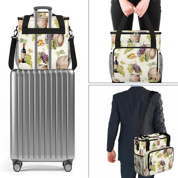 Red Wine Grapes Coffee Maker Carrying Bag Compatible with K-Mini or K-Mini Plus Portable Single Cup Coffee Maker Case with Pockets for K Cup Pods