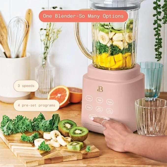 High Performance Countertop Blender System with Personal Blending Cups Ice Crushing Smoothie and Food Processing (Rose)