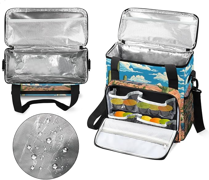 Cactus Tropical Coffee Maker Travel Bag for Keurig K-Mini/K-Mini Plus Insulated Waterproof Tote with Pockets for K-Cup Portable Single-Serve Brewer Case
