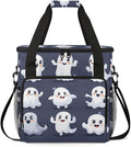 Cartoon Halloween Ghosts Coffee Maker Carrying Bag Travel Storage Bag Compatible with K-Mini or K-Mini Plus Single Serve Coffee Brewer Carrying Case with Multiple Pockets &amp Shoulder Strap