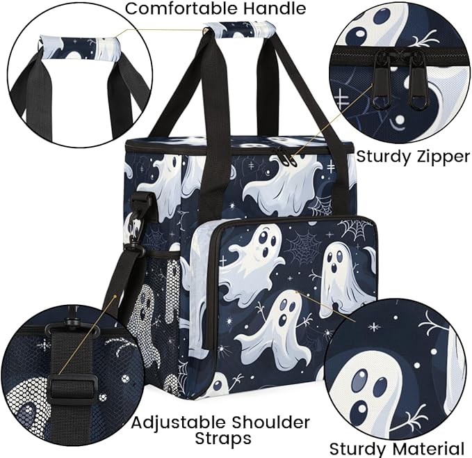 Spooky Ghost Spiders Coffee Maker Carrying Bag Portable Travel Storage Tote Bag Compatible with K-Mini or K-Mini Plus Single Serve Coffee Brewer Carrying Case with Multiple Pockets &amp Shoulder St