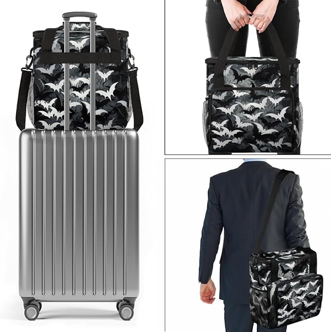 Magical Bat Coffee Maker Carrying Bag Graffiti Bat Travel Storage Bag Compatible with K-Mini or K-Mini Plus Single Serve Coffee Brewer Carrying Case with Multiple Pockets &amp Shoulder Strap