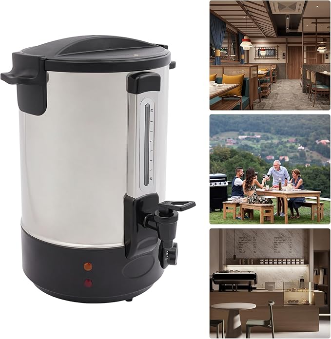 65 Cups Commercial Coffee Storage Machines 1800W Stainless Steel Double-Wall Coffee Maker with Temp Control Large Stainless Steel Hot Beverage Dispenser for Catering Business Party (Black 18L)