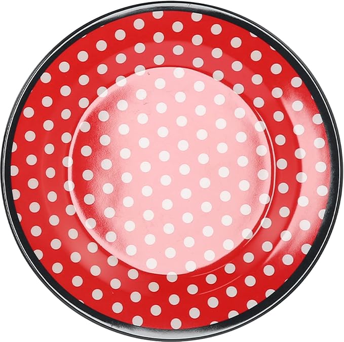 Topyond Christmas Dinnerware Set Melamine Plates and Bowls Set Red Dots Salad Plate Set Includes Plates Bowls and Cups for Home Kitchen Dining