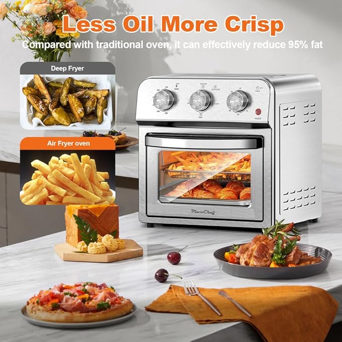 Air Fryer Toaster Oven Combo 13QT 11-in-1 Multifunctional Convection Countertop Oven with Rotisserie Bake Roast Toast Dehydrate Healthy Oil-Free Cooking Stainless Steel