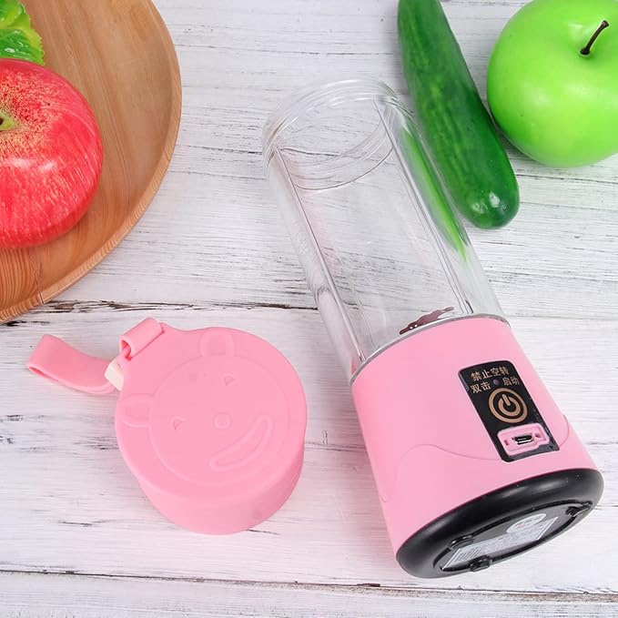 380ml Mini Rechargeable Juicer Machine Portable Smoothie Bottle Pink Random Style