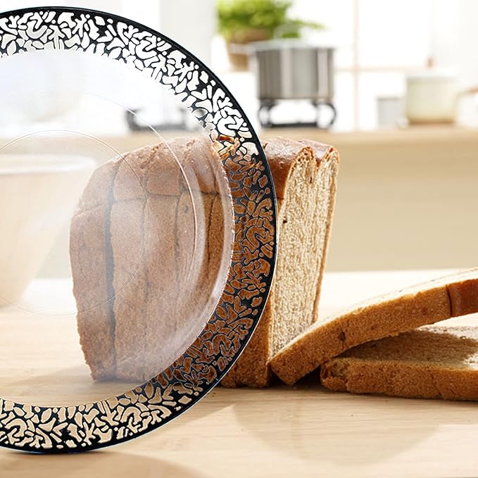 U-QE 100pcs Clear and Black Plastic Plates - Black Plates Disposable for Party - Disposable Plates for Premium Party Supplies Including 50 Dinner Plate 10.25 '' &amp50 Dessert 7.5 '' Plate