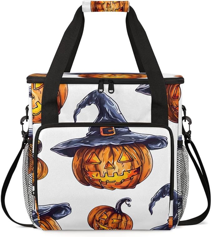 Halloween Pumpkin Coffee Maker Carrying Bag Watercolor Pumpkin Travel Storage Bag Compatible with K-Mini or K-Mini Plus Single Serve Coffee Brewer Carrying Case with Pockets &amp Shoulder Strap