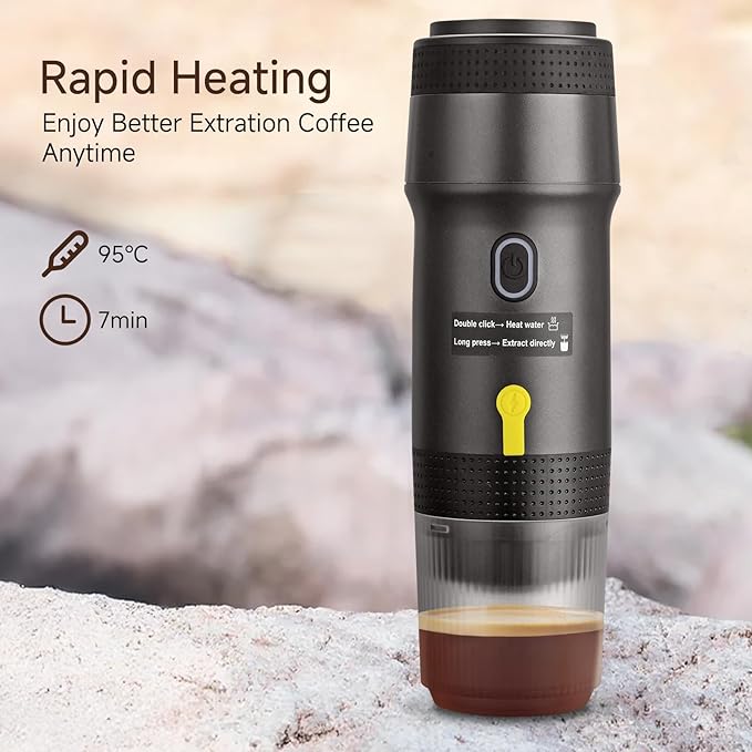 Portable Espresso Maker with Intelligent Anti-Dry Burn25Bar Self-Heating 7Min Electric Mini Coffee Makercompatible with NS/DG Capsules &amp Ground Coffee for TravelRVOffice &amp Home
