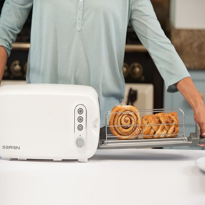 BergHOFF Seren Side Loading Toaster with Cool Touch Exterior and Removable Crumb Tray White Without Serving Tray