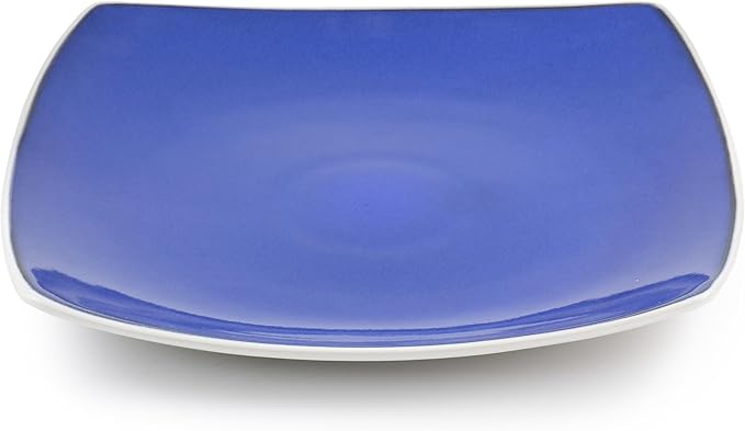 Soho Lounge 16 Piece Stoneware Dinnerware Set in Cobalt Blue Solid Casual Square Dishwasher Safe