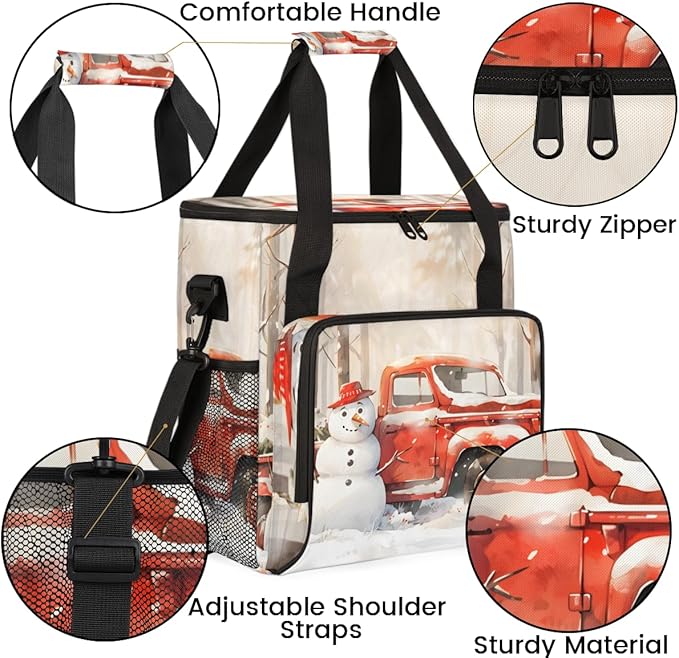 Xmas Snowman Coffee Maker Carrying Bag Christmas Snowman Travel Storage Bag Compatible with K-Mini or K-Mini Plus Single Serve Coffee Brewer Carrying Case with Multiple Pockets &amp Shoulder Strap