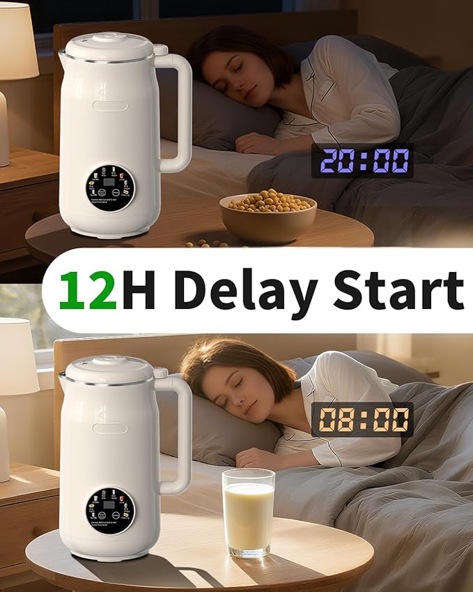 8 in 1 Nut Milk Maker Machine 50oz Automatic Soy Milk Maker with 10 Blades Blender for Plant Based Milk Oat Almond Juice Rice Paste &ampMore with Delay Start Keep Warm Boil Water Self Cleani