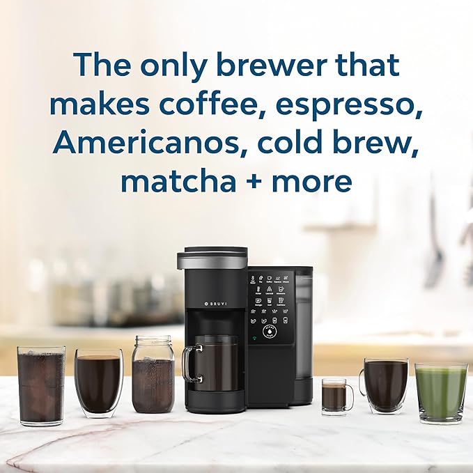 BRUVI The Dark Roast Bundle | Gen 3 Single-Serve Coffee System | Black Color | Includes 20 Dark Roast Coffee and Espresso B-Pods