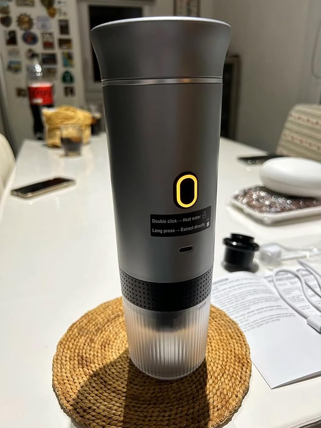 Ultra -Portable Espresso Maker | USB Rechargeable &amp Wireless | 3-in-1 Coffee Machine | 15-Bar High Pressure | Self-Heating | Capsule &amp Ground Coffee Compatible | Travel Car Camping Home &am