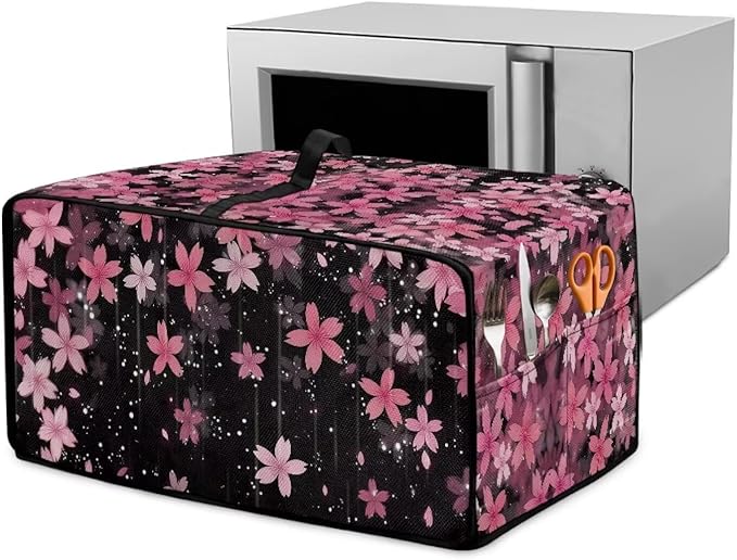 Doojoayie Cherry Blossom Toaster Cover 4 Slice Toaster Oven Covers Small Appliance Protector Universal Fit Kitchen Appliance Covers for Bread Machine Air Fryer