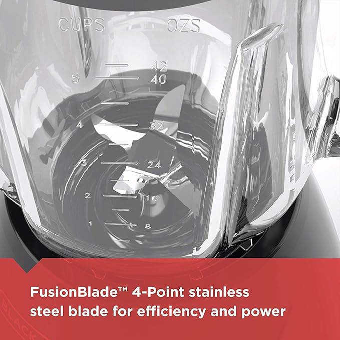 BLACK+DECKER Countertop Blender with 6-Cup Glass Jar 10-Speed Settings Black BL2010BG