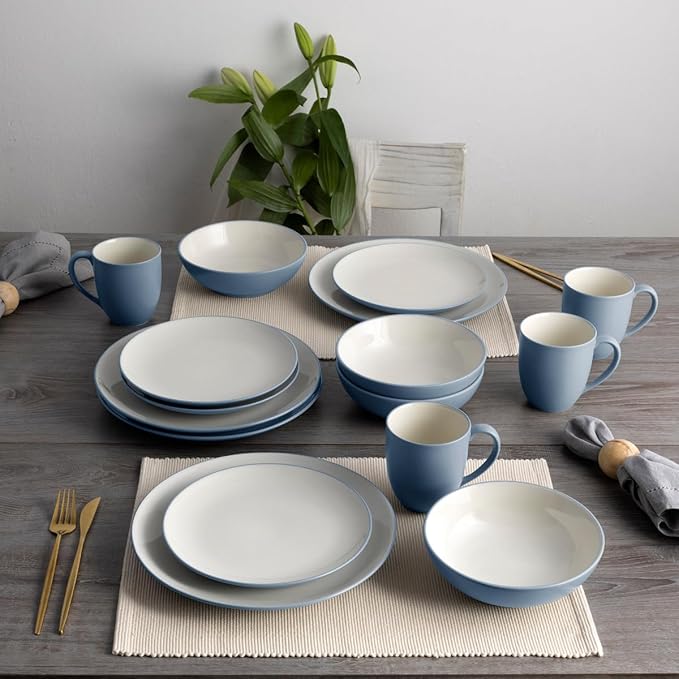 Noritake Colorwave Ice 16-Piece Coupe Set Service for 4 in Blue/Ice