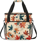 Maple Leaves Print Coffee Maker Carrying Bag Compatible with K-Mini or K-Mini Plus Portable Single Cup Coffee Maker Case with Pockets for K Cup Pods