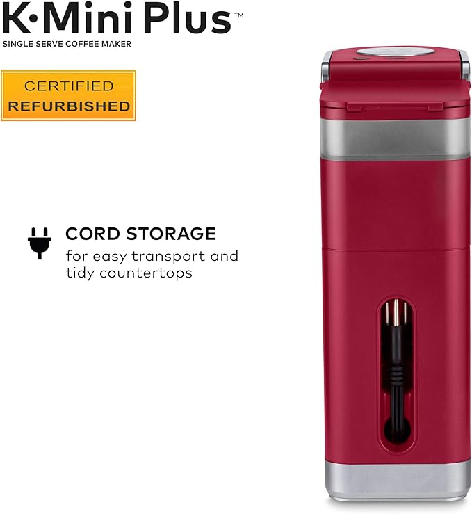 Keurig K-Mini Plus Coffee Maker Certified Refurbished Cardinal Red (Renewed)