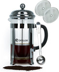 French Press Coffee Maker - 34 Ounce 8 Cups Clip Spoon and 2 Bonus Filter Included By Divlor