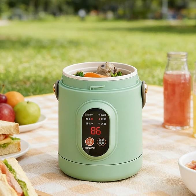 Multifunctional Electric Pot 500W - Portable Mini Electric Cooker with Ceramic Glaze Inner Pot &amp Steamer 12-Hour Reservation Rice Soup Steaming &amp Daily Cooking (Purple)