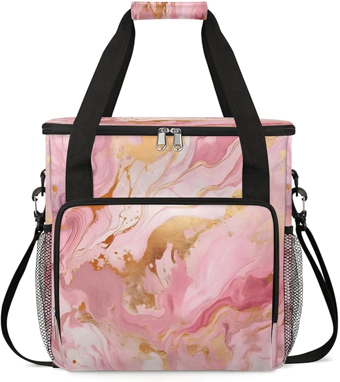 Gold Pink Marble Coffee Maker Carrying Bag for Keurig K-Mini or K-Mini Plus Storage Portable Coffee Maker Travel Bag