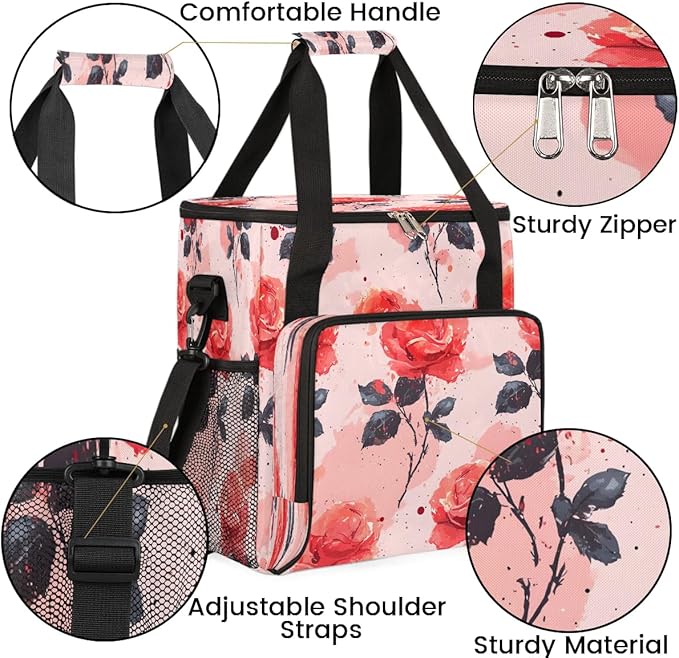 Flower Rose Coffee Maker Travel Bag for K-Mini or K-Mini Plus Single Serve Coffee Brewer Portable Storage Tote Case for Tarvel