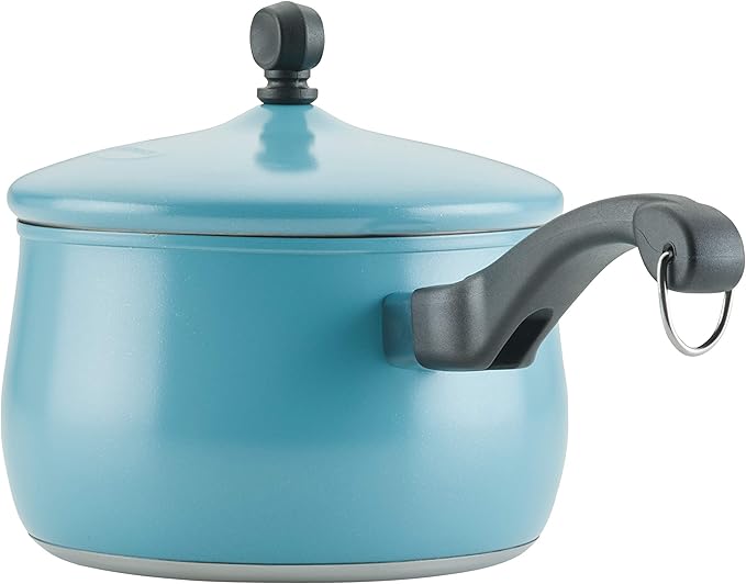 Farberware 120 Limited Edition Stainless Steel Cookware Pots and Pans Set with Prestige Kitchen Tools 10 Piece Aqua Blue