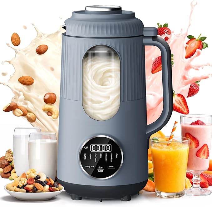 SilkSpin Milk-Smooth Nut Milk Maker Machine Small Blender for Homemade Oat Almond Soy Plant-Based Milk Juice MilkShake 35oz Automatic Soybean Milk Maker for 4 Families with 6H Stay Warm