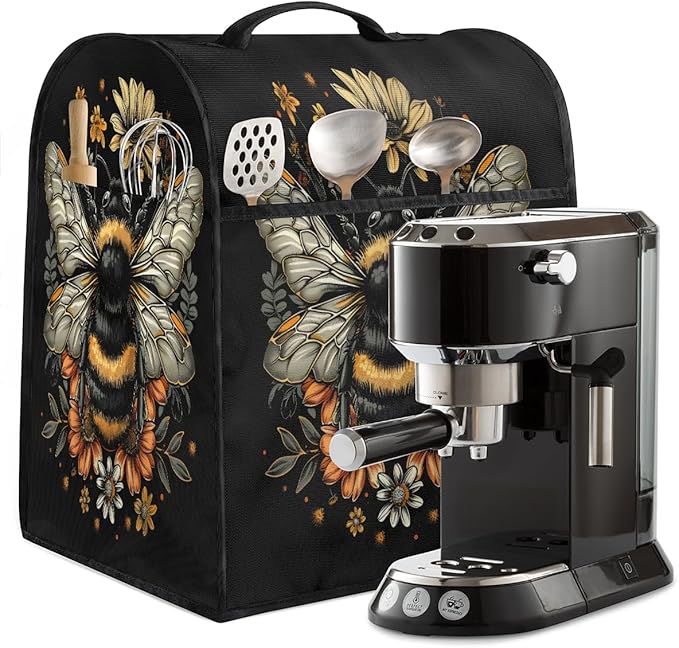 cfpolar Kitchen Aid Mixer Cover Compatible with 6-8 Quarts Vintage Bee Flower Stand Mixer Cover Kitchen Aid Mixers Accessories Appliance Organizer Bag Dust Covers with Zipper Pocket