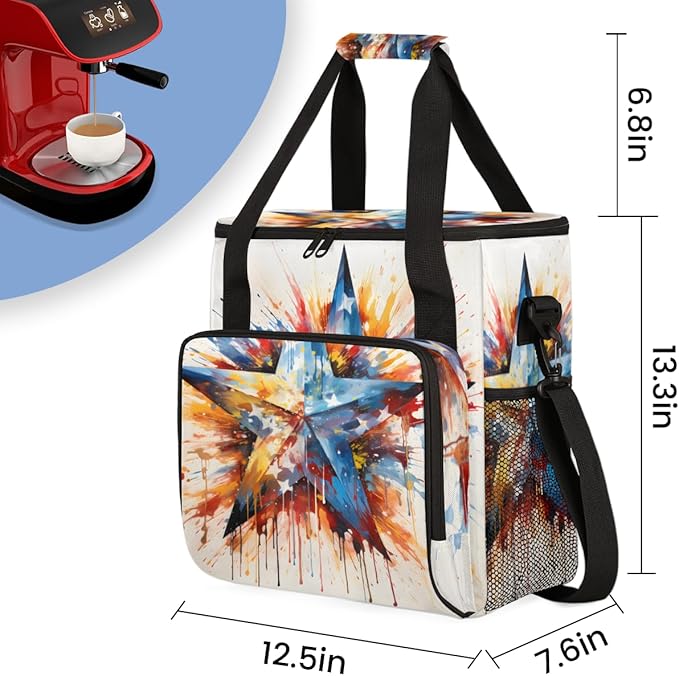 4th of JulyIlluminations Coffee Maker Carrying Bag Travel Storage Bag Compatible with K-Mini or K-Mini Plus Single Serve Coffee Brewer Carrying Case with Multiple Pockets &amp Shoulder Strap