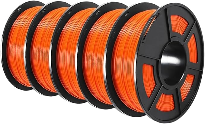 US 3D Filament PETG/EASY ABS/TPU/ASA for Filamnet 1.75mm 5Roll 1KG(TPU 0.5KG/Roll) 3D Printer Filament for 3D Printer(PETG Orange 5 Roll)