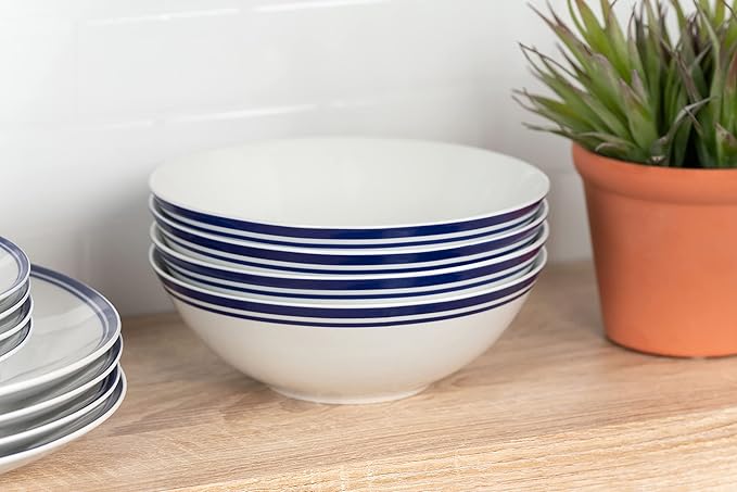 Café Stripe 12 Pc Dinnerware Set Blue
