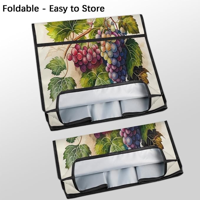 Kitchen Aid Mixer Cover Painting Fruit Grape Stand Mixer Cover Compatible with 6-8 Quarts Stand Mixers Dust Covers with Zipper Pocket Foldable Washable Kitchen Aid Organizer Bag